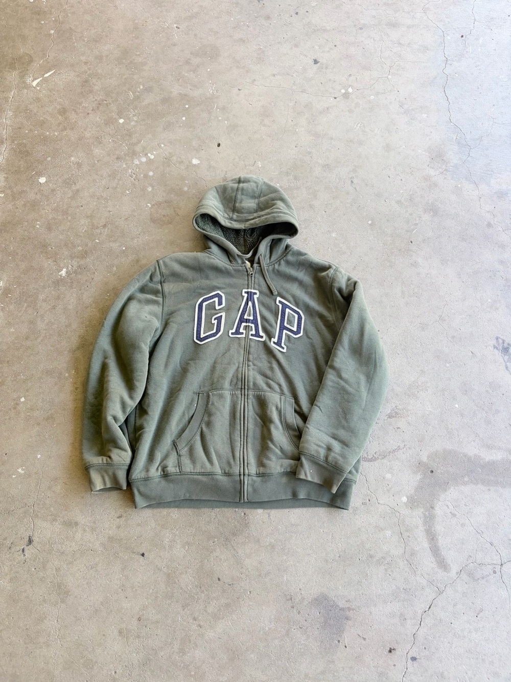 GAP Olive Green Hooded Zip Sweatshirt with Logo